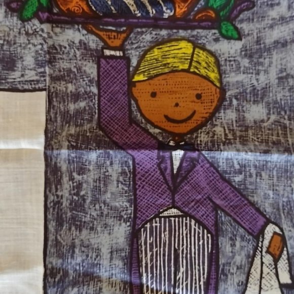 NWT LADY HERITAGE VINTAGE WAITER MENU CHANDELIER SILK SCARF MADE IN SWITZERLAND - Picture 2 of 3